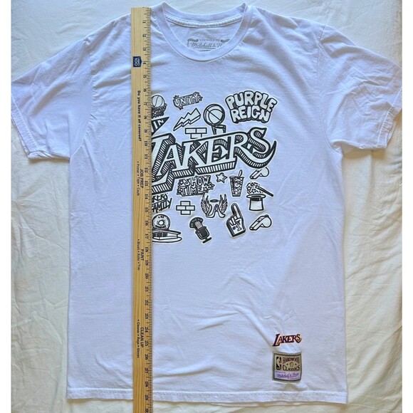 Mitchell & Ness NBA Los Angeles Lakers Doodle White T-Shirt Adult Mens L Large - Picture 8 of 9